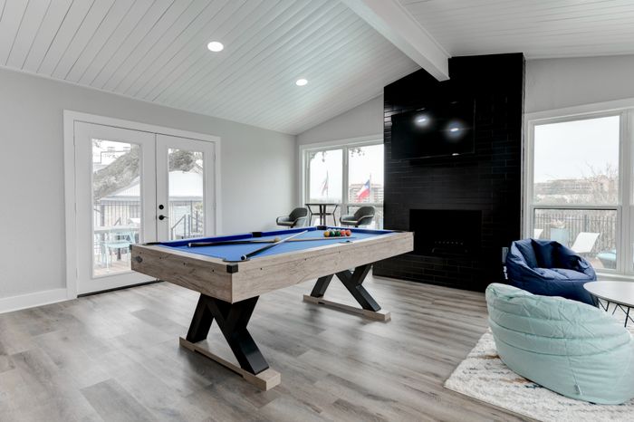 Pool table in clubhouse at The Timbers apartments