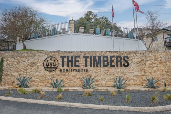 Outdoor signage  at The Timbers apartments