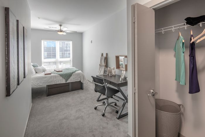 Bedroom with Desk | Theory Syracuse | Off--Campus Apartments