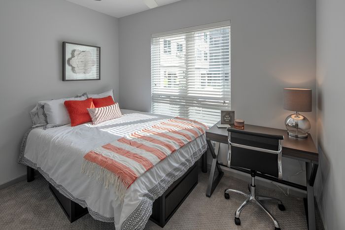 Airy Bedroom | Theory Syracuse | Apartments near 'Cuse