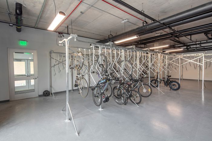 Bicycle storage area at Theory Syracuse | Apartments near 'Cuse