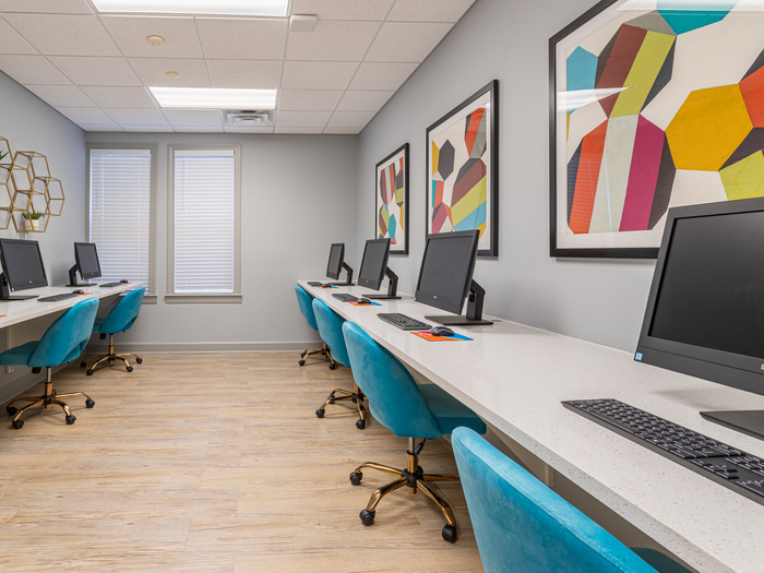 Study Lounge with computers at Hawks Landing Apartments in Tampa, FL