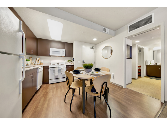 Prep-friendly kitchen-dining area  | University Gateway Apartments in Los Angeles, CA.