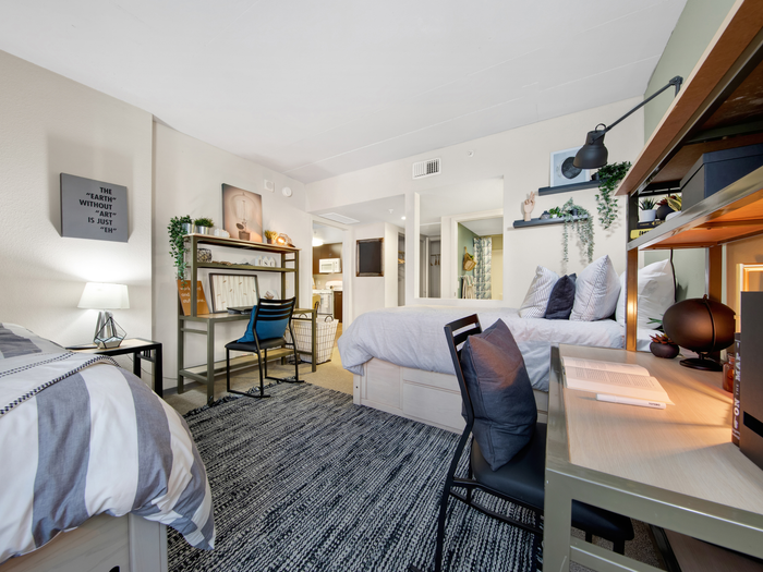 Large desks in bedroom  | University Gateway Apartments in Los Angeles, CA.