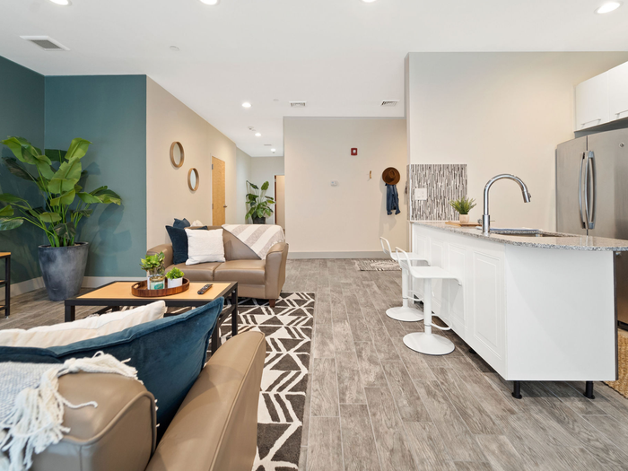 Flowing floor plan - living area at The Printing House | Binghamton Apartments