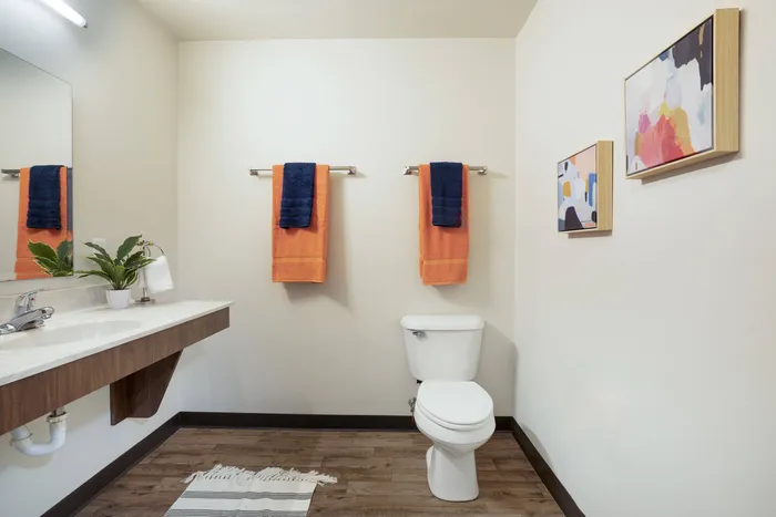 Traditional bathroom  in student apartment at Tech Village.