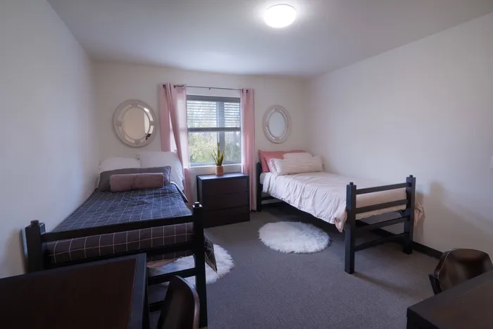 Furnished bedroom  in student apartment at Tech Village.