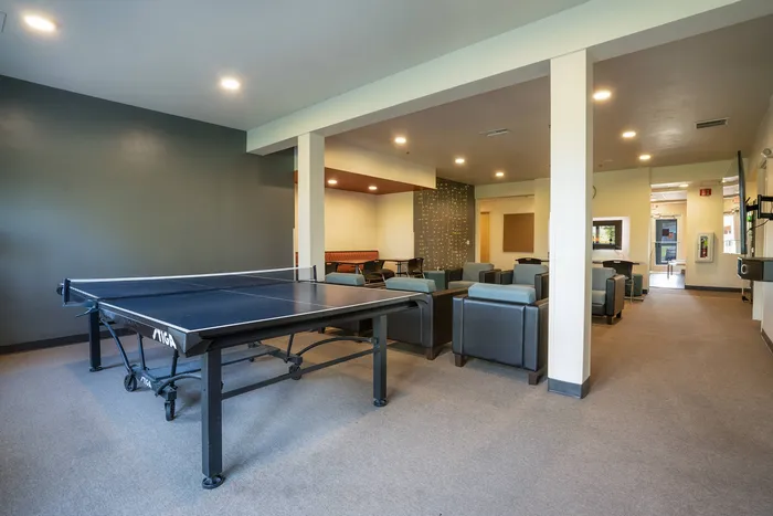 Ping-pong table in clubhouse at at Tech Village | Appleton Apartments