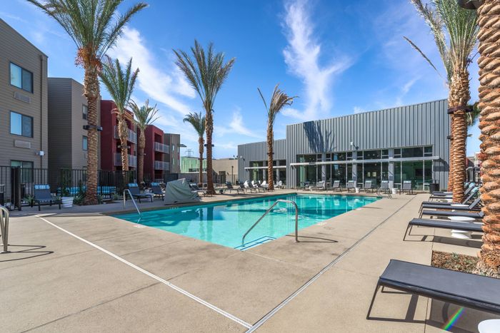 Pool and sundeck  at Merced Station apartments