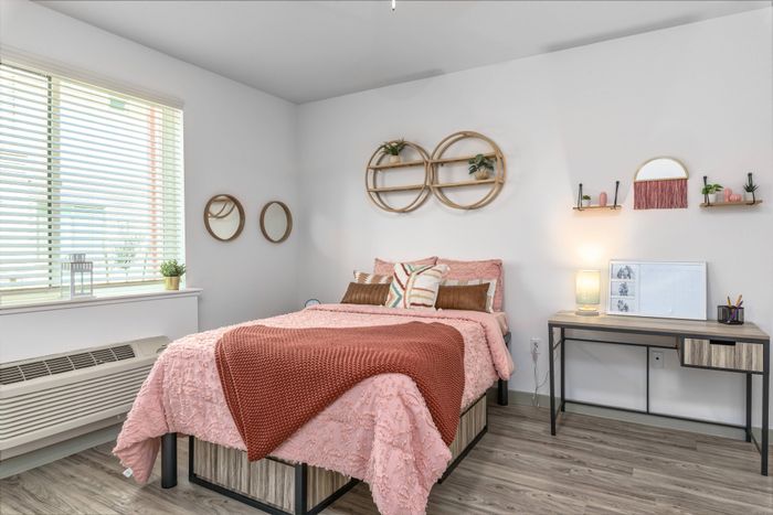 Bedroom in apartment at Merced Station in California