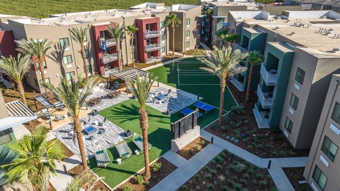 Aerial photo of Merced Station California apartments