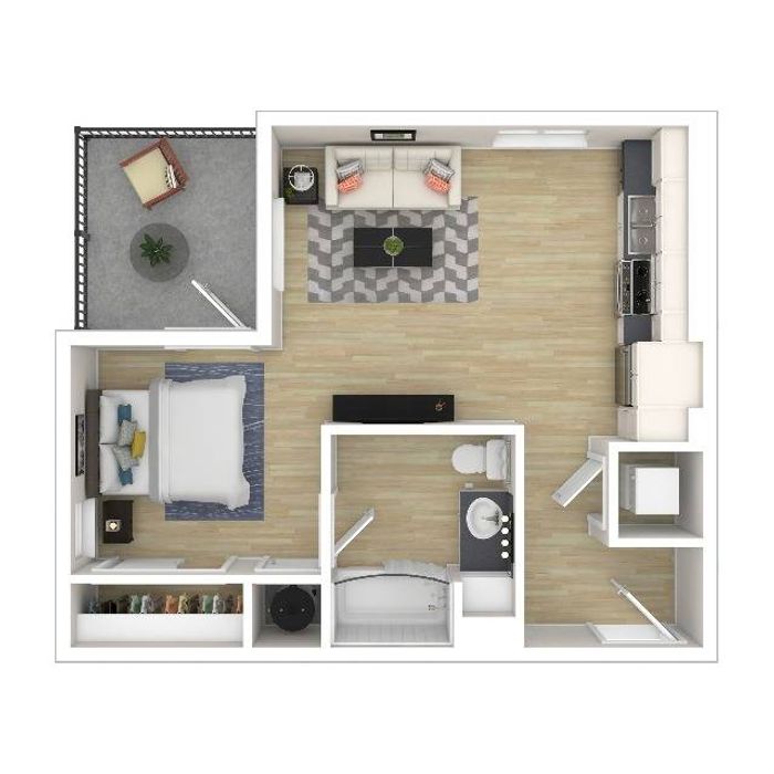 Studio Floor Plan | Apartments For Rent Everett WA | Helm