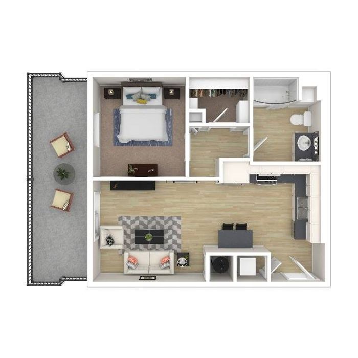 1 Bedroom Floor Plan | Apartments For Rent In Everett WA | Helm