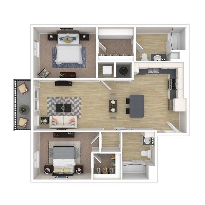 2 Bedroom Floor Plan | Apartments For Rent In Everett WA | Helm