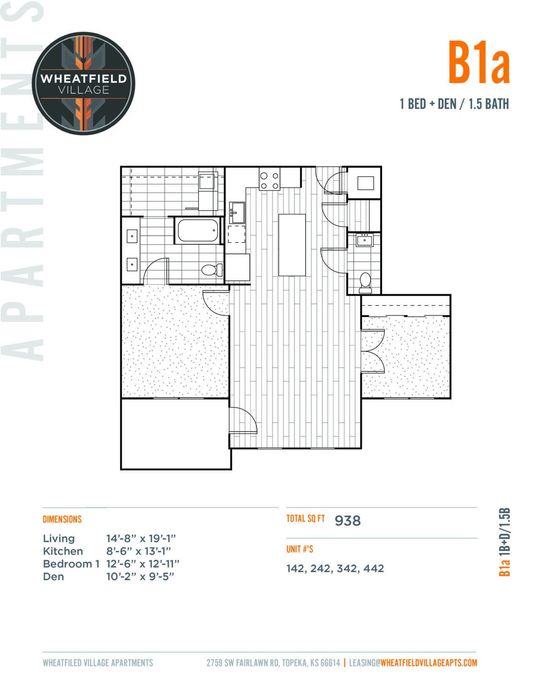 One Bedroom + Den | B1a