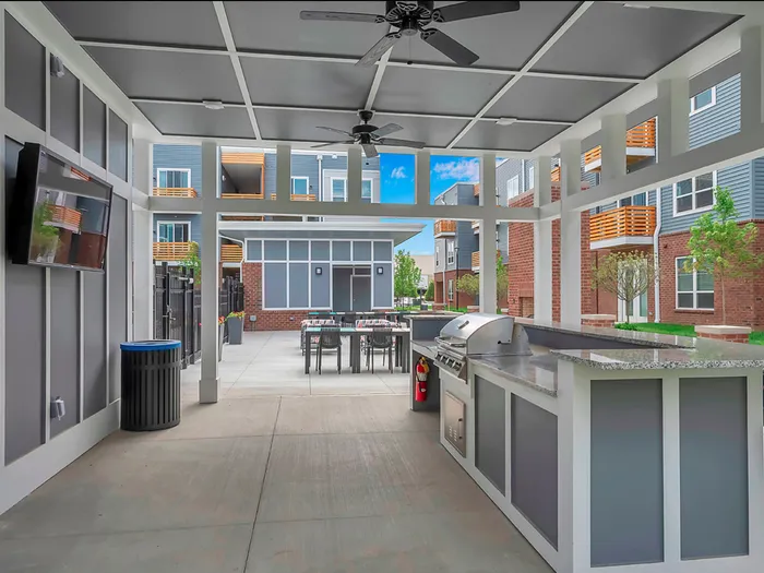 Covered grilling station