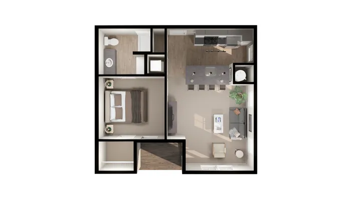 1-bedroom garden floor plan
