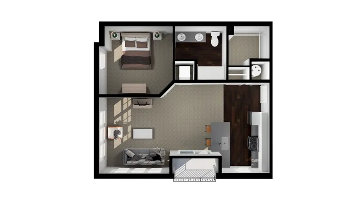 one bedroom and one bathroom apartment with 755 SF of space apartment for rent Dublin Ohio