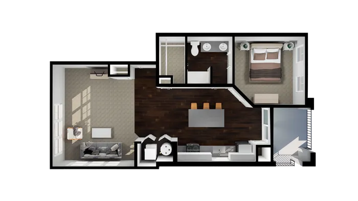 one bedroom and one bathroom apartment with 855 SF of space for rent Dublin Ohio