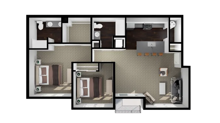 two bedroom and two bathroom apartment with 1,081 SF of space apartment for rent Dublin Ohio