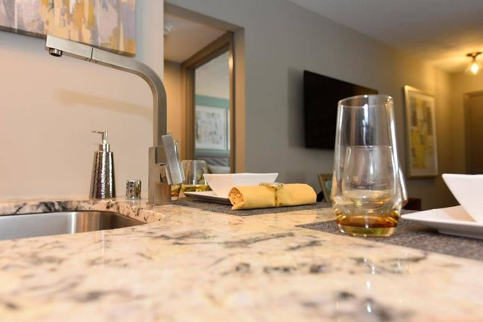 Granite counters in kitchen