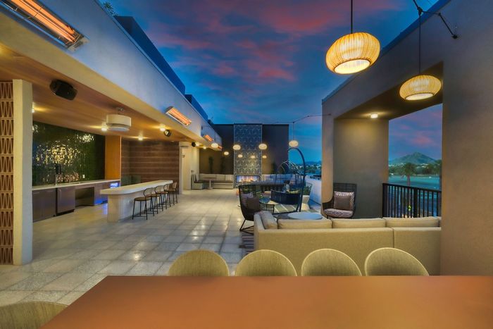 outdoor deck at sunset