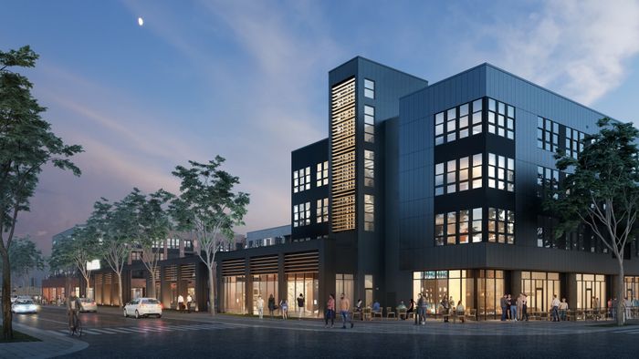 Street rendering of the apartments and grounds