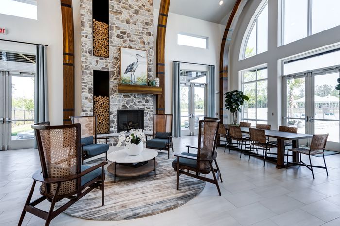 Clubhouse interior with lounge seating