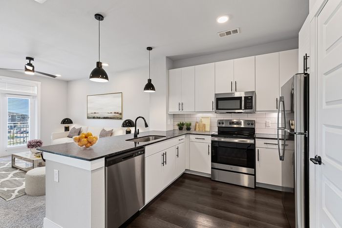 Spacious well lit kitchen