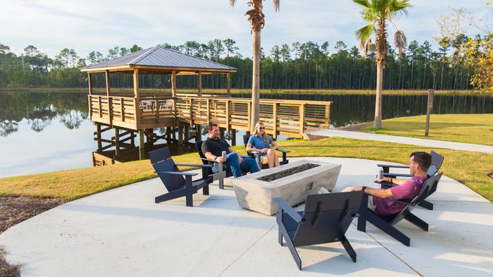 group gathered at firepit