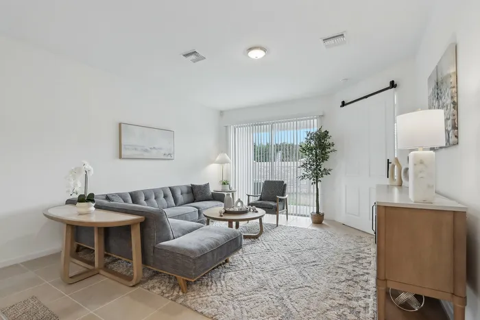Living room with ample natural lighting