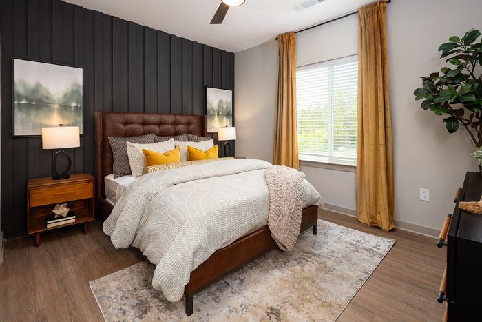 Ava Oakwood luxury apartment bedroom in Gainesville