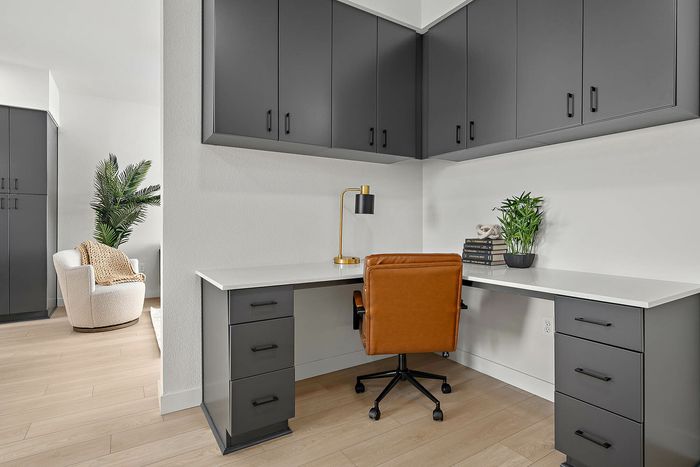 Navona interior work space, cabinet space, hardwood floors