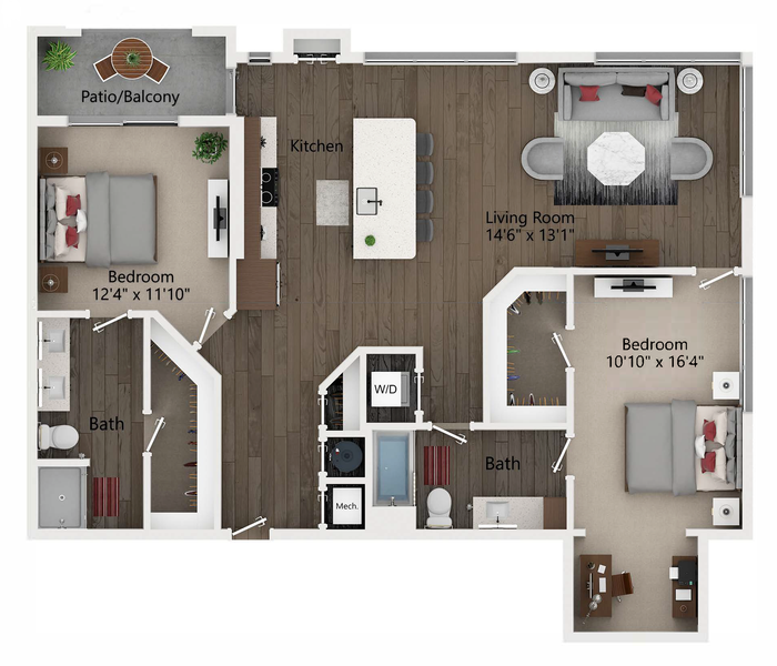 B6 | Two Bedroom Floor Plan