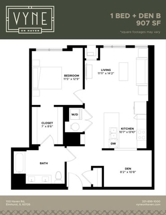 Final - Vyne On Haven - Floor Plans - 1 BED + DEN B - ADAPTABLE