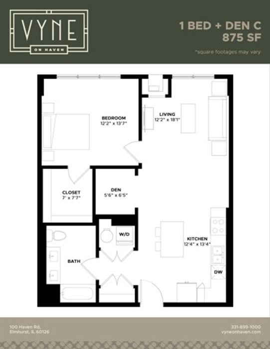 Final - Vyne On Haven - Floor Plans - 1 BED + DEN C - ADAPTABLE