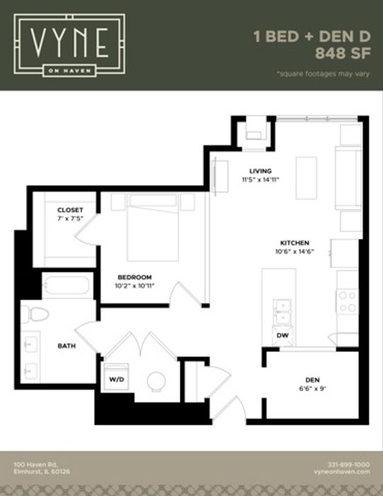Final - Vyne On Haven - Floor Plans - 1 BED + DEN D - TYPE B