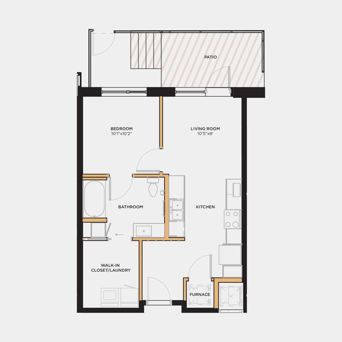 Studio 1 bath 736 sq. ft.