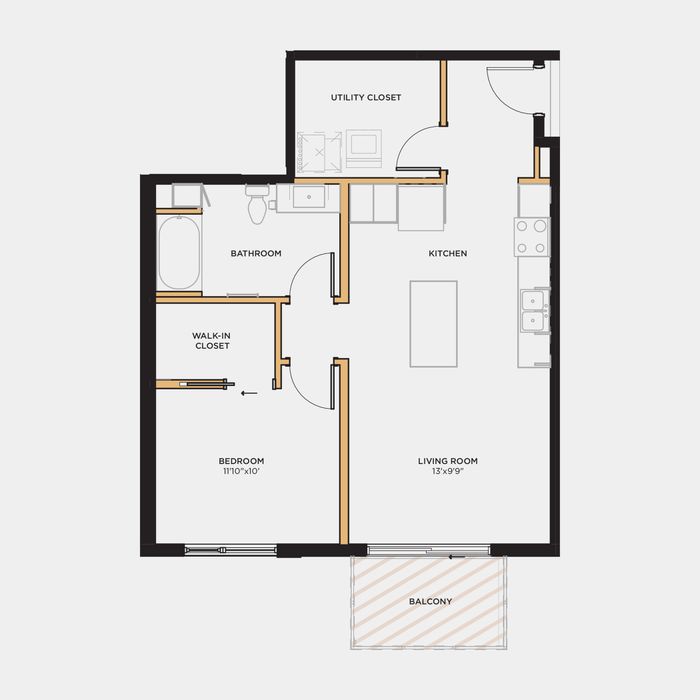 1 bed 1 bath 700 sq. ft.