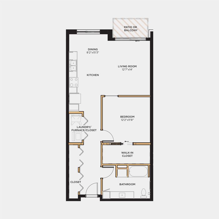 1 bed 1 bath 812 sq. ft.