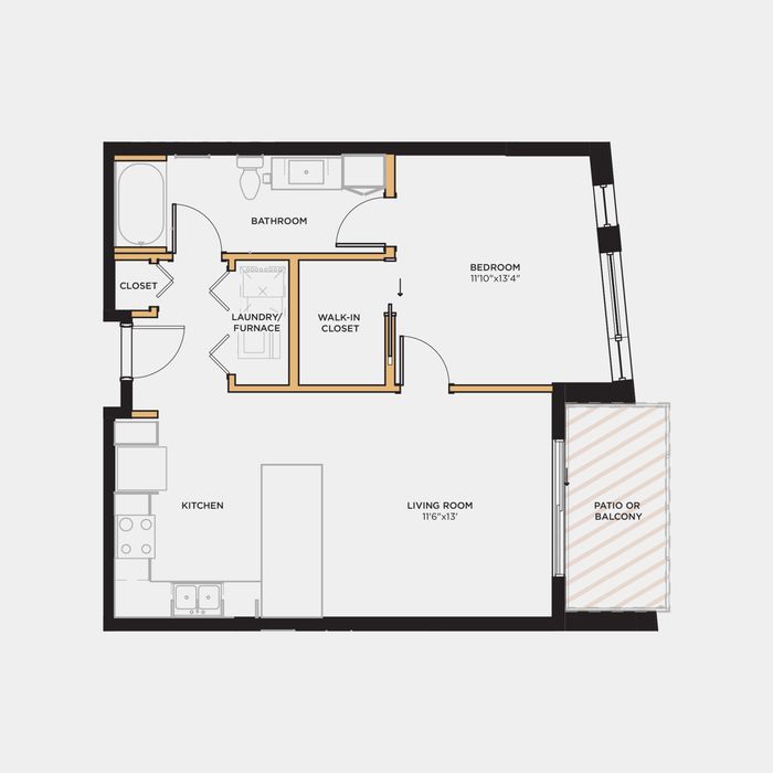 1 bed 1 bath 716 sq. ft.