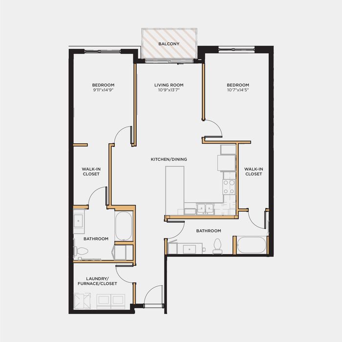 2 bed 2 bath 1179 sq. ft.