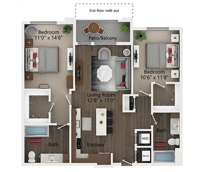 B1 | Two Bedroom Floor Plan