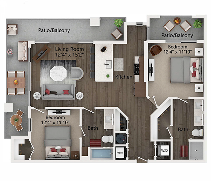 B3 | Two Bedroom Floor Plan