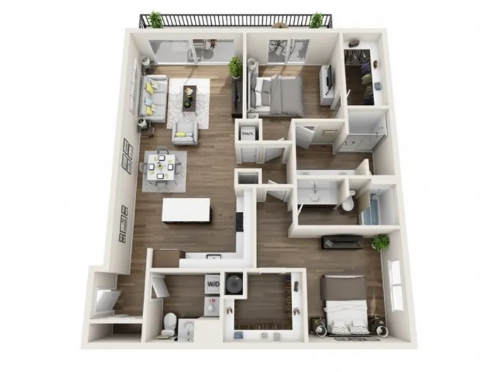 2B | 2 bed 3 bath | The Tomscot | Scottsdale, AZ Apartments