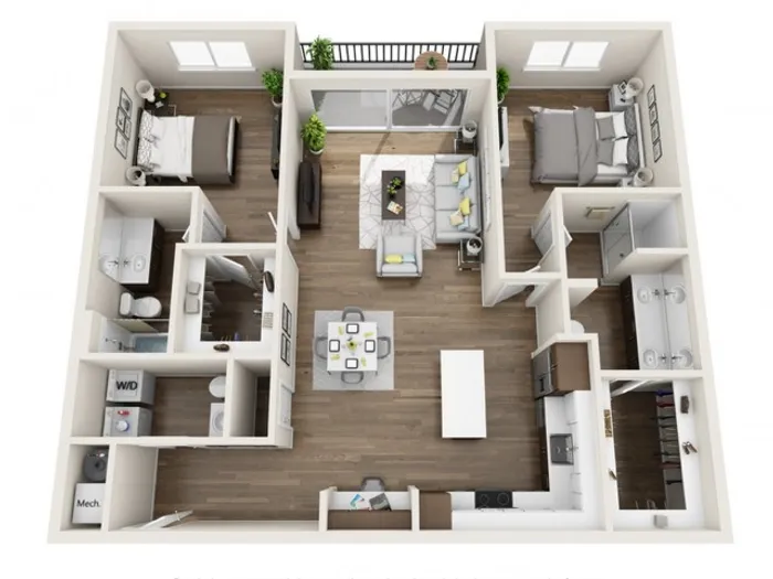 2D | 2 bed 3 bath | The Tomscot | Scottsdale, AZ Apartments