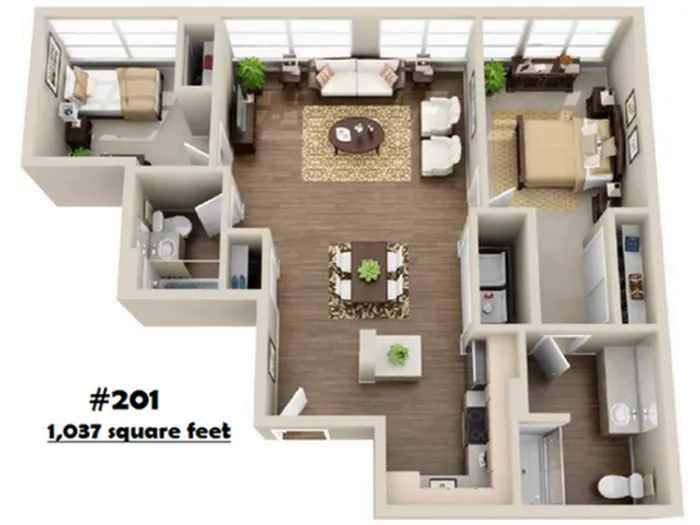 2x2 | 2 bed 2 bath | from 853 square feet