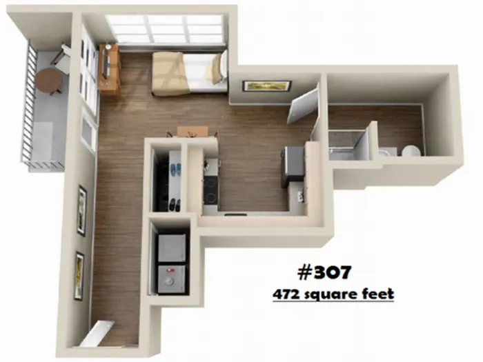 S-307 | Studio1 bath | from 472 square feet