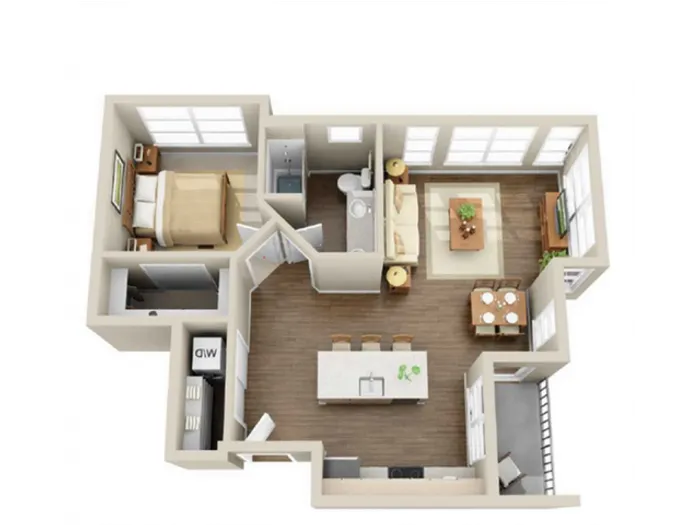 1x1-02 | 1 bed 1 bath | from 713 square feet