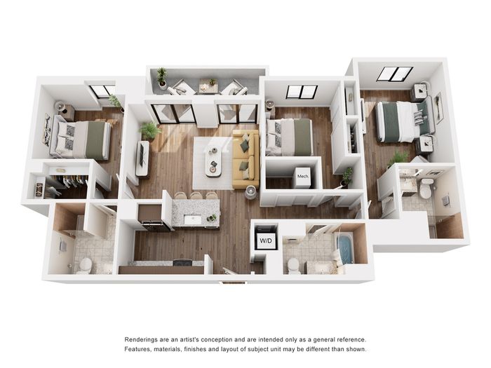 3 Bed/3 Bath w/ Balcony